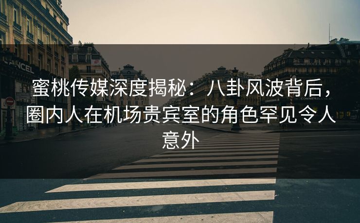 蜜桃传媒深度揭秘：八卦风波背后，圈内人在机场贵宾室的角色罕见令人意外