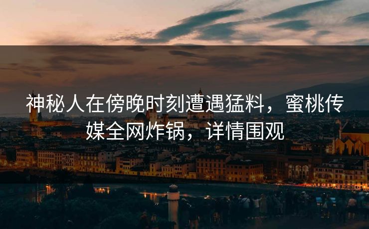 神秘人在傍晚时刻遭遇猛料,蜜桃传媒全网炸锅,详情围观 神秘人在傍晚时刻遭遇猛料,蜜桃传媒全网炸锅,详情围观