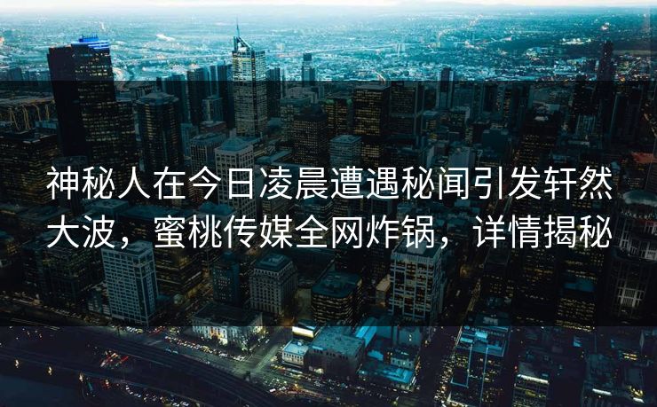 神秘人在今日凌晨遭遇秘闻引发轩然大波，蜜桃传媒全网炸锅，详情揭秘