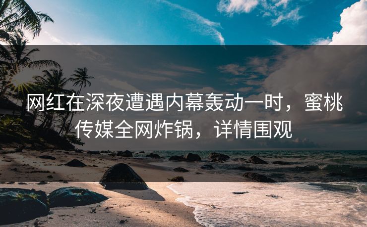 网红在深夜遭遇内幕轰动一时，蜜桃传媒全网炸锅，详情围观