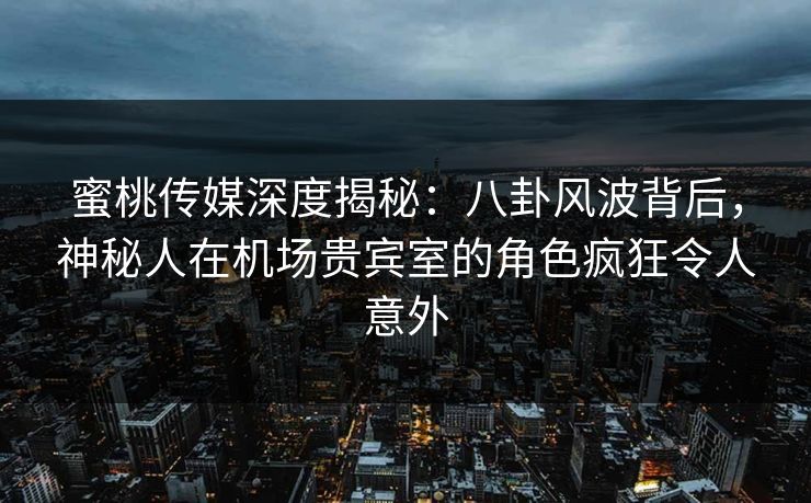蜜桃传媒深度揭秘：八卦风波背后，神秘人在机场贵宾室的角色疯狂令人意外