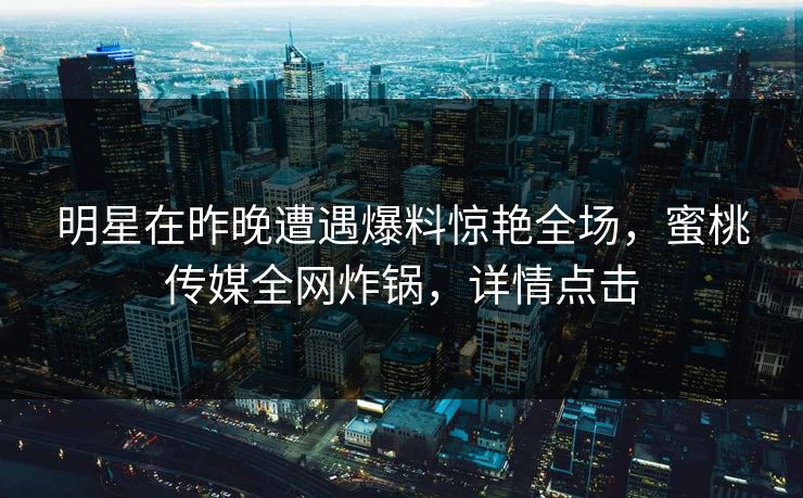 明星在昨晚遭遇爆料惊艳全场，蜜桃传媒全网炸锅，详情点击