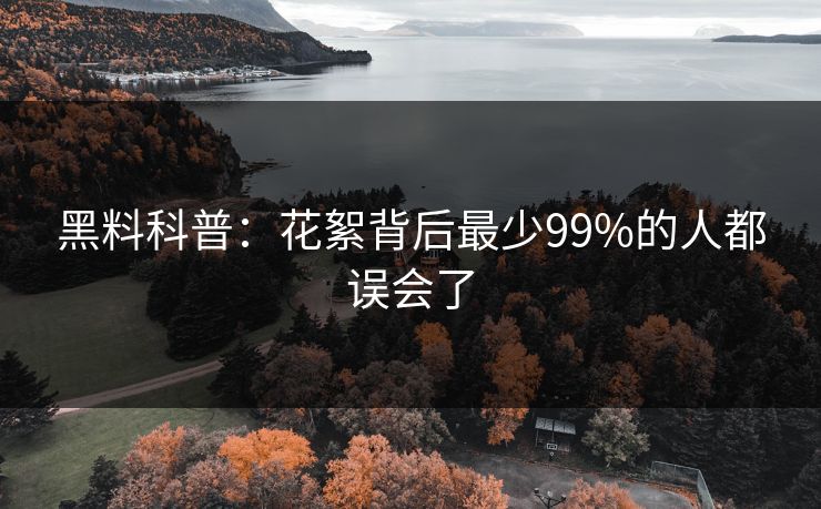黑料科普：花絮背后最少99%的人都误会了