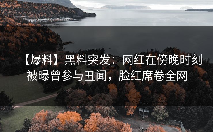 【爆料】黑料突发：网红在傍晚时刻被曝曾参与丑闻，脸红席卷全网